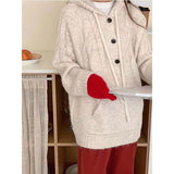 Women Knitted Pullover Spring and Autumn Loose Casual Hooded Sweater Knitwear