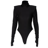 Women Jumpsuit Summer Turtleneck Long Sleeve Finger Stall Slim Fit Dress