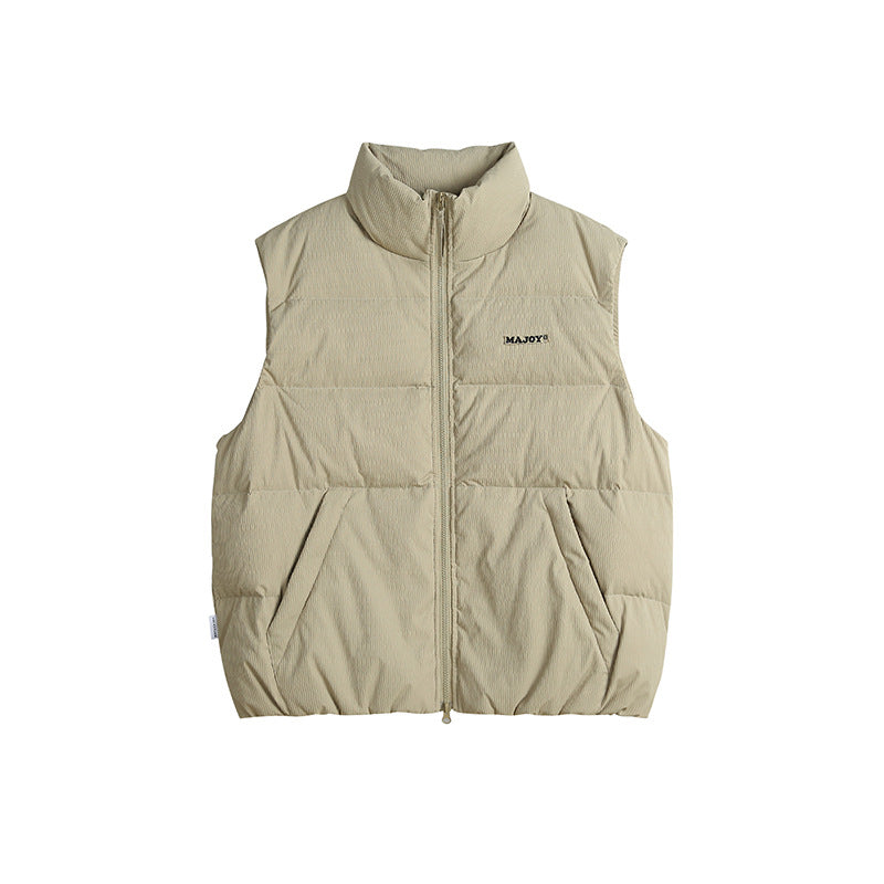 Unisex Winter Cotton Coat Stand Collar down Vest Retro Warm Sleeveless Top