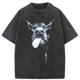 Men Gothic Letter Dog Printed T-Shirt Hip Hop Streetwear