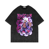 Washed and old short-sleeved T-shirt retro ONE PIECE