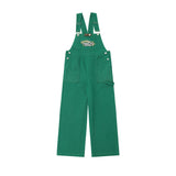 Women Pants Letter Embroidery Tooling Denim Suspender Pants Retro Straight Trousers