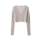 Women Sweater Knitwear Mohair Micro-Transparent Knitted Cardigan Spring Sexy V-neck Short Single-Breasted Top