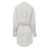 Women Dress Stripe Long Sleeve Shirt Skirt