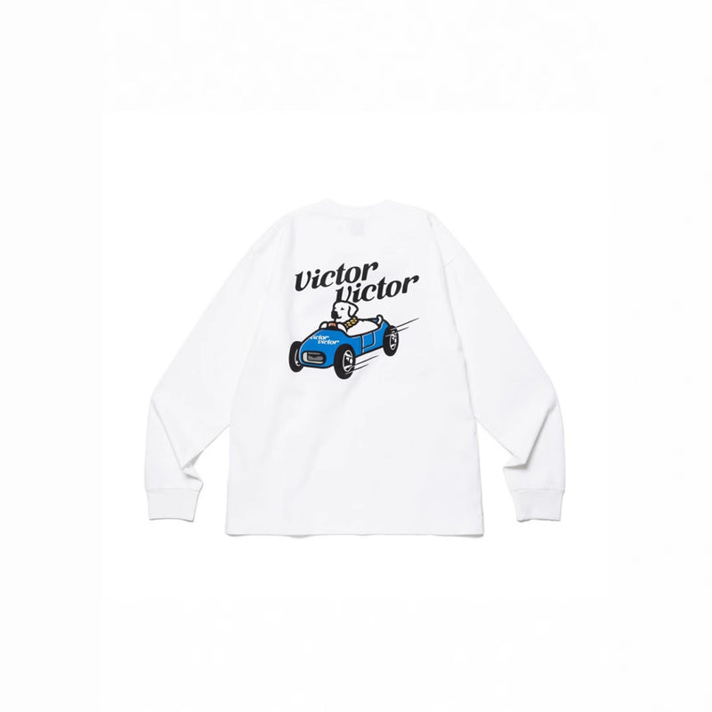Men T-shirts Puppy drag racing print loose casual bottoming shirt T-shirt