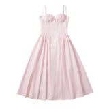 Women Dresses Summer Retro Spaghetti Straps Dress Backless Midi Dress (Xds0414)