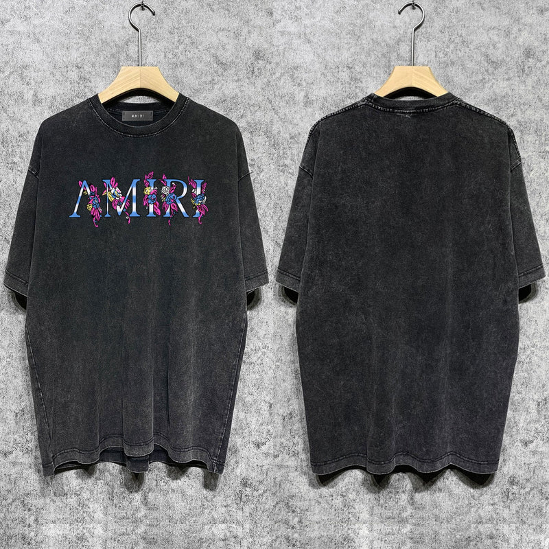 Amiri T-shirt Washed and Worn Retro Short Sleeve T-shirt