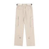 Men Sweatpants Cargo Straight-Leg Trousers Men's Zipper Pocket Loose Wide Leg Pants