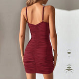 Women Dress Sexy Sling Dress Spring V-neck Hip Short Skirt