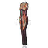 Women Dresses Spring Summer Slim-Fit round Neck Sleeveless Dress