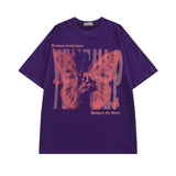 Men T Shirt Hip Hop Fun Butterfly Graffiti Couple Short Sleeve T-shirt