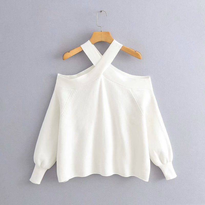 Women Sweater Knitwear Fall/Winter Strapless Sexy Loose Knitwear Pullover Sweater