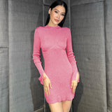 Women Dresses Long Sleeve Sexy Backless Dress