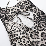 Women Dresses Summer Slim Strap Dress Sexy Leopard Print Backless Dress