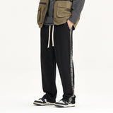 Women Sweatpants Vintage Side Seam Embroidery Straight-Leg Trousers Sports Wide Legs Casual Sweatpants