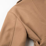 Women Coats Spring Long Woolen Coat Double Breasted Tie-Front Top