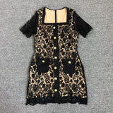 Women's Evening Dress Casual Lace Hollow Short Sleeve Dress