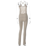 Women Jumpsuit Spring Sexy Backless Slim Fit Suspender Jumpsuit (Hawthaw0412)