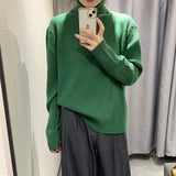 Women Knitwear Autumn and Winter Turtleneck Solid Color Knitwear Loose Sweater