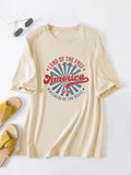 Loose Crew Neck Short Sleeve Land of the Free America 1776 Summer T-Shirt