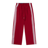 Men Sweatpants Side Stripe Stitching Casual Trousers Loose Wide Leg Pants