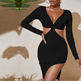 Women Dress Summer Sexy Cutout V-neck Dress