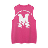 Women Vest Ripped Necklace Sleeveless T-shirt Men's and Women's Punk Vest