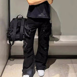 MIJKO Men Vintage Pants MIJKO Wide Leg Washed Overalls Trousers Casual Pants