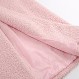 Women Trench Coat Woolen Thick Pink Lapel Coat Coat