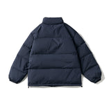 Unisex Winter Cotton Coat Pocket Decoration Stand-up Collar down Jacket Retro Loose and Warm down Jacket