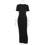 Women Dresses Spring Hip Skirt Sexy Backless Knitted Short Sleeve Dress