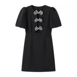 Women Dresses Summer round Neck Love Short Sleeve Dress Hollow Short Skirt (Xds0414)