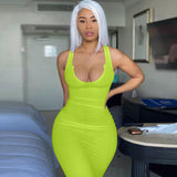 Women Dresses Sexy Dress Summer Sexy U Collar Sleeveless Slim Fit Skirt