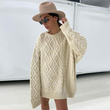 Ladies Leisure Knitwear Autumn and Winter Twist Casual Loose Dress Sweater