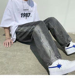 Men Jeans Ripped Jeans Summer Baggy Straight Trousers Wide Leg Trousers