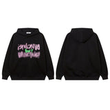 Men Hoodie Letter Graffiti Hooded Sweater Men Retro Baggy Coat