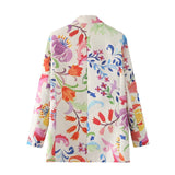 Women Suits Autumn Leisure Loose Mid-Length Printed Suit Coat