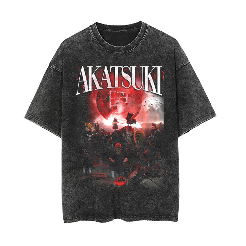 Washed Summer Vintage Printed T-Shirt Rap Men's and Women's Short Sleeves