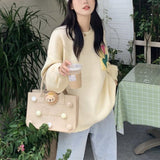 Women Knitwear Autumn Three-Dimensional Flower round Neck Sweater Loose Sweater
