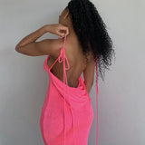 Women Dresses Summer Sexy Backless Self-Tie Dress