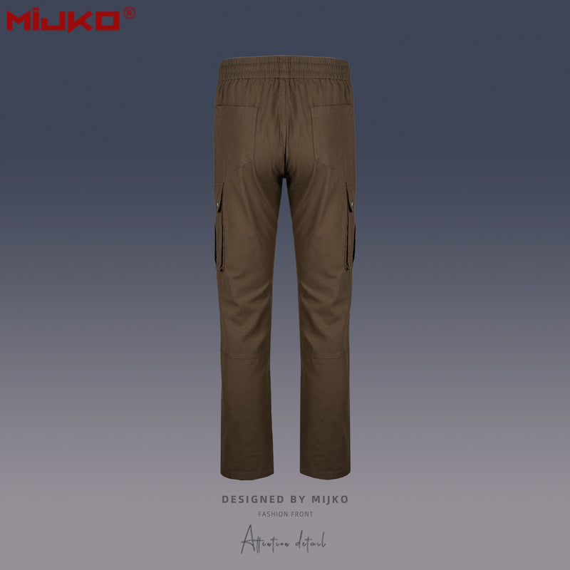 MIJKO Mens Vintage Pants zip-down Optional Wide-footed Slacks