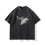 Domineering Doberman Pinscher Print T-shirt Oversized Vintage