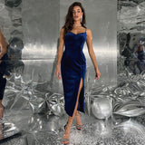 Women Dresses Spring and Summer Sexy Backless Slit Sling Dress