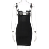 Women Dresses Spring Slim Fit Patchwork Sling Backless Dress