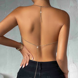 Women Party Tops Sexy Top Short Tassel Backless