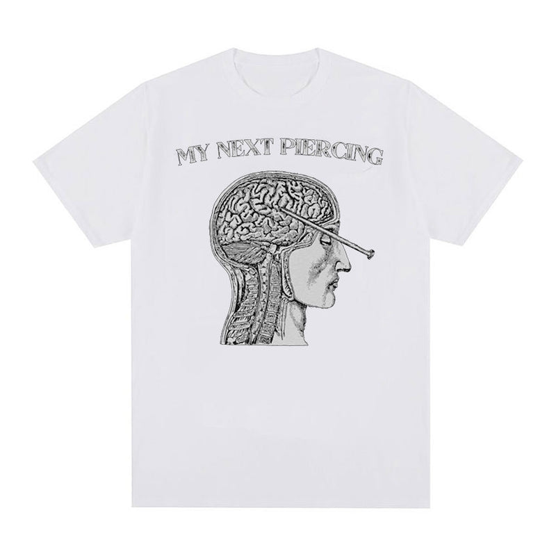 Vintage My Next Piercing Funny Meme T Shirt Men's O-Neck