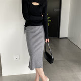 Women Knitted Skirt Autumn Knitted Skirt Hip Skirt
