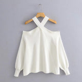 Women Sweater Knitwear Fall/Winter Strapless Sexy Loose Knitwear Pullover Sweater