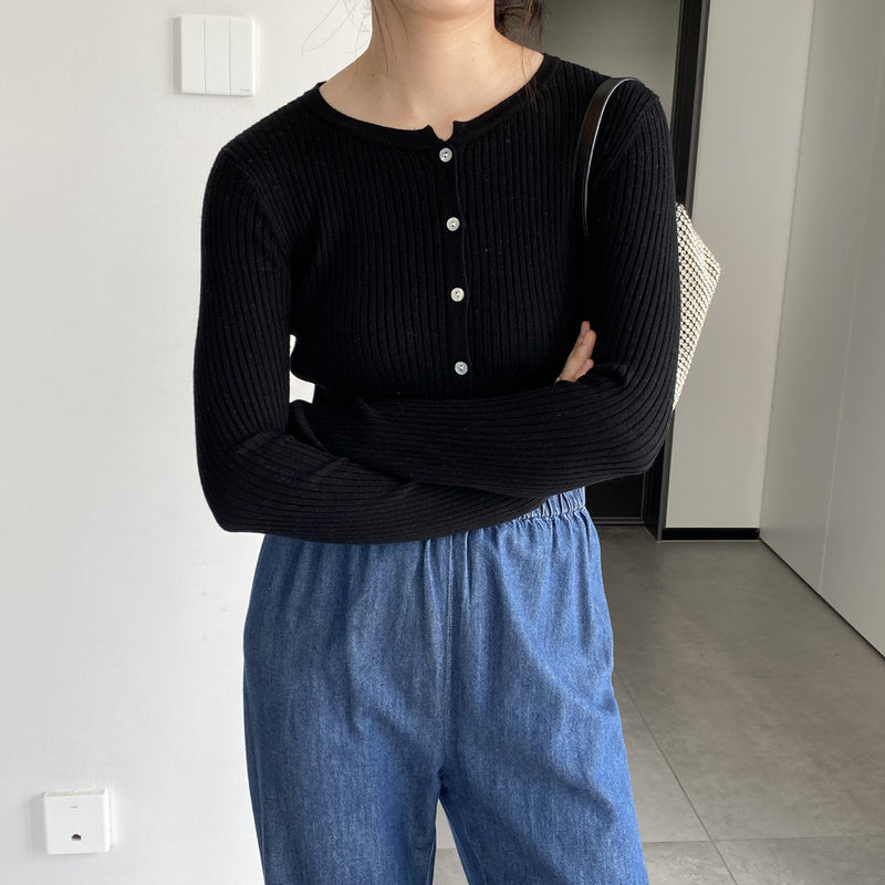 Women Cardigan Sweater Autumn Top round Neck Cropped Cardigan Sweater Button Long Sleeve Knitted Coat 8t7329