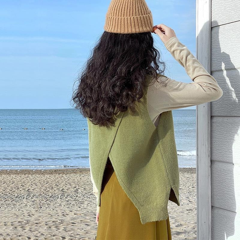 Women Knitted Pullover Autumn and Winter Leisure Knitwear Vest